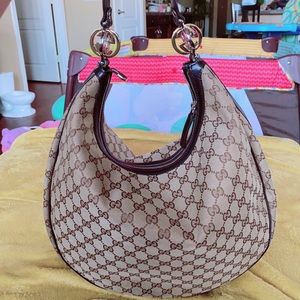 Gucci GG Twins medium Hobo Brown Canvas bag